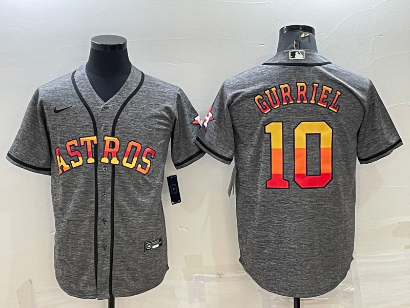Men's Houston Astros #10 Yuli Gurriel Grey Cool Base Stitched Baseball Jersey